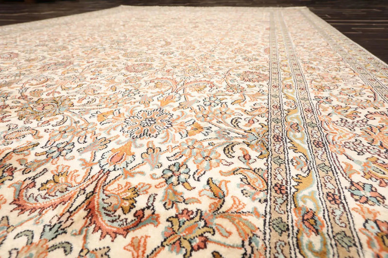 6x9 Ivory, Tan Hand Knotted 100% Silk 400 KPSI Persian Traditional Oriental Area Rug