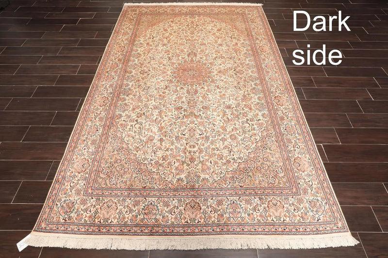 6x9 Ivory, Aqua Hand Knotted 100% Silk 400 KPSI Persian Traditional Oriental Area Rug