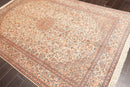 6x9 Ivory, Aqua Hand Knotted 100% Silk 400 KPSI Persian Traditional Oriental Area Rug