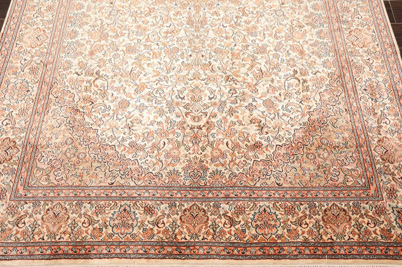 6x9 Ivory, Aqua Hand Knotted 100% Silk 400 KPSI Persian Traditional Oriental Area Rug