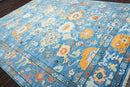9'3" x 12'4" Hand Knotted Wool Trendy Designer Turkish Oushak Area Rug Blue