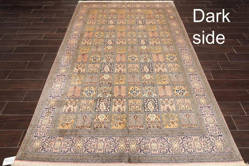 6x9 Beige Hand Knotted 100% Silk Ghum Multi panel 400 KPSI Persian Traditional Oriental Area Rug