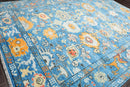 9'3" x 12'4" Hand Knotted Wool Trendy Designer Turkish Oushak Area Rug Blue