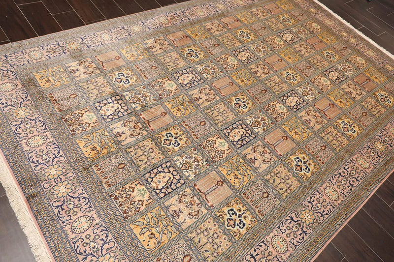 6x9 Beige Hand Knotted 100% Silk Ghum Multi panel 400 KPSI Persian Traditional Oriental Area Rug