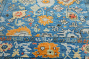 9'3" x 12'4" Hand Knotted Wool Trendy Designer Turkish Oushak Area Rug Blue