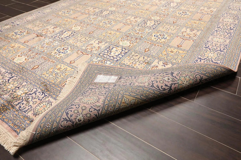 6x9 Beige Hand Knotted 100% Silk Ghum Multi panel 400 KPSI Persian Traditional Oriental Area Rug