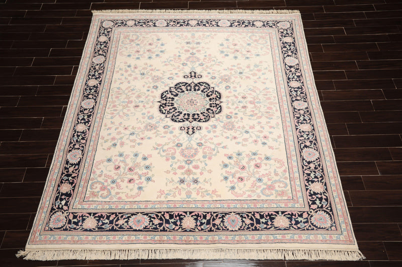 8' x 9'10" Hand Knotted 100% Wool Traditional full pile Oriental Area Rug Ivory