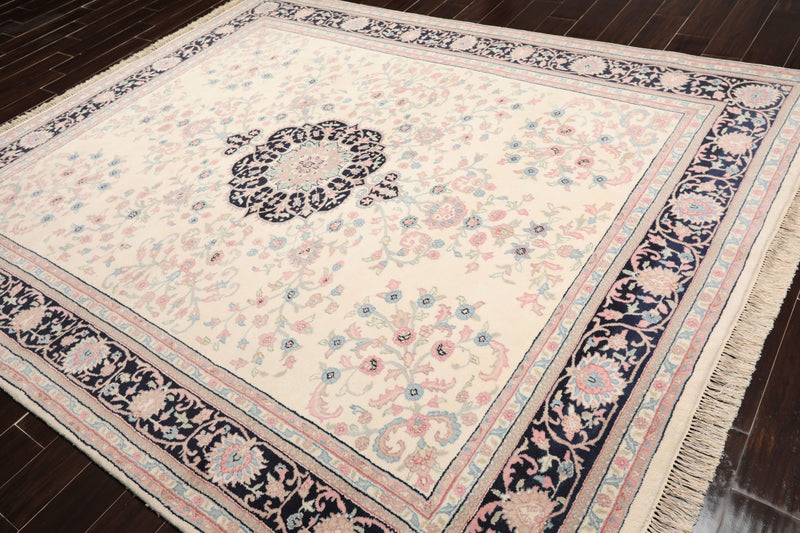 8' x 9'10" Hand Knotted 100% Wool Traditional full pile Oriental Area Rug Ivory
