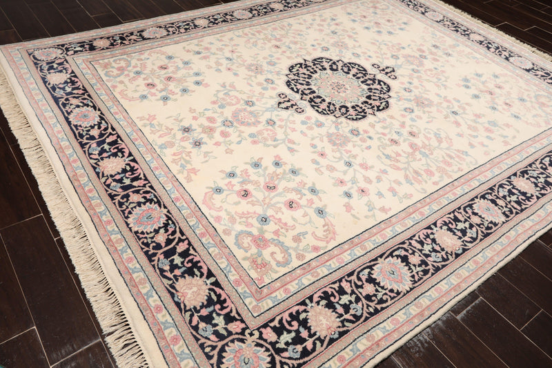 8' x 9'10" Hand Knotted 100% Wool Traditional full pile Oriental Area Rug Ivory