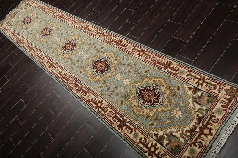 2’7” x 11’9” Hand Knotted 100% Wool Runner Traditional Oriental Area Rug Aqua