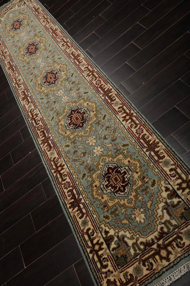 2’7” x 11’9” Hand Knotted 100% Wool Runner Traditional Oriental Area Rug Aqua