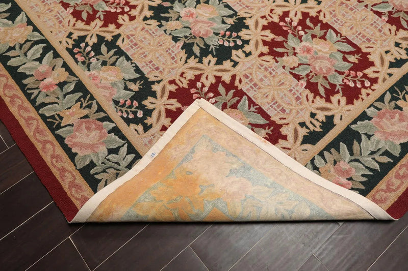 8x11 Red, Denim Hand Hooked 100% Wool Traditional Persian Oriental Area Rug