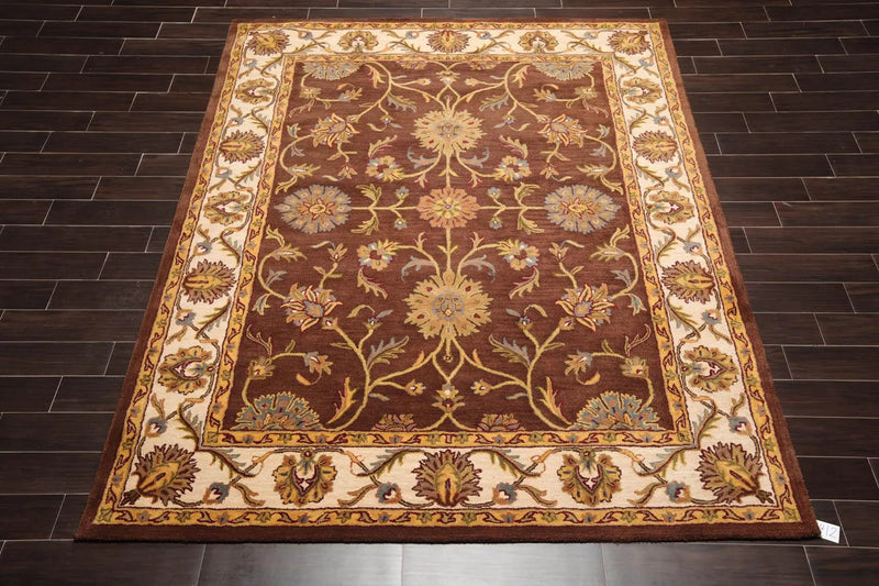 7'9'' x 9'9'' Handmade 100% Wool Kashan Traditional Oriental Area Rug Brown