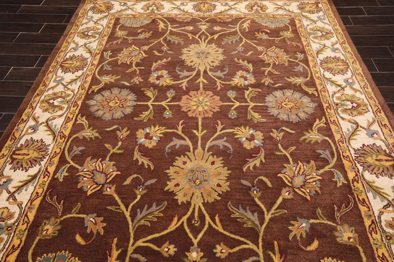 7'9'' x 9'9'' Handmade 100% Wool Kashan Traditional Oriental Area Rug Brown