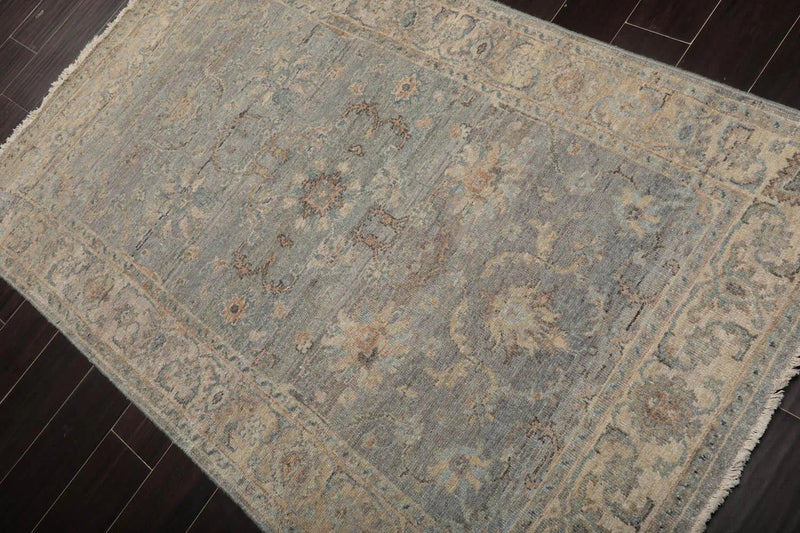 4’ x 6’ Muted Afghan Oushak Vegetable Dyes Hand Knotted Wool Area Rug Slate