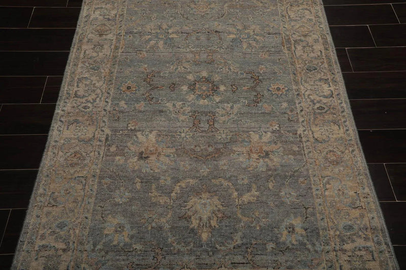 4’ x 6’ Muted Afghan Oushak Vegetable Dyes Hand Knotted Wool Area Rug Slate