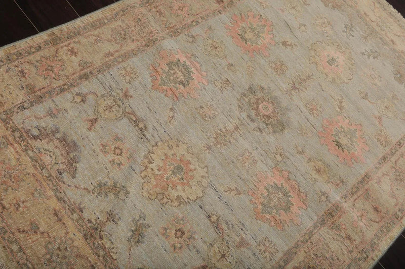 4’ x 6’  Muted Afghan Oushak Vegetable Dyes Hand Knotted Wool Area Rug Mint