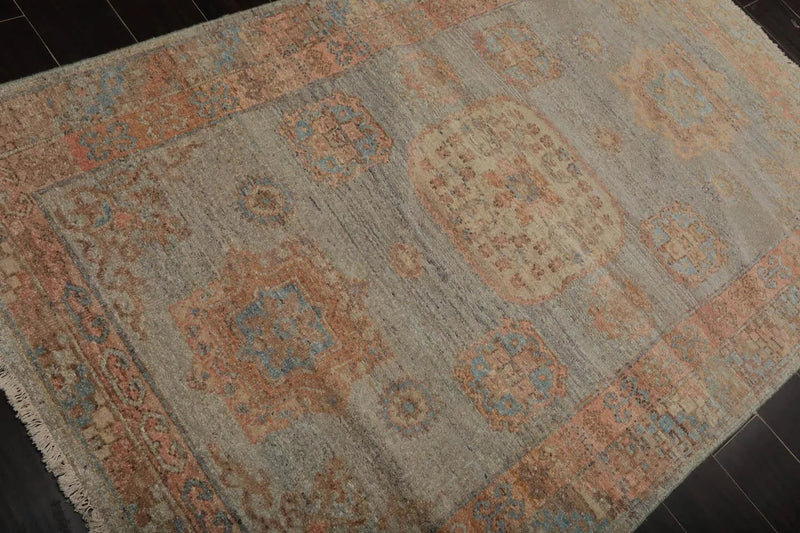 4’ x 6’ Muted Afghan Oushak Vegetable Dyes Hand Knotted Wool Area Rug Mint