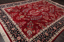 9'2" x 12'5" Hand Knotted 100% Wool Sarouk 300 KPSI Oriental Area Rug Burgundy