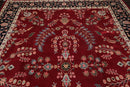 9'2" x 12'5" Hand Knotted 100% Wool Sarouk 300 KPSI Oriental Area Rug Burgundy