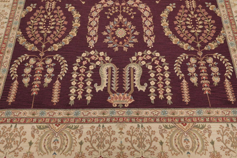 9x12 Aubergine Hand Hooked French Aubusson 100% Wool Traditional Oriental Area rug