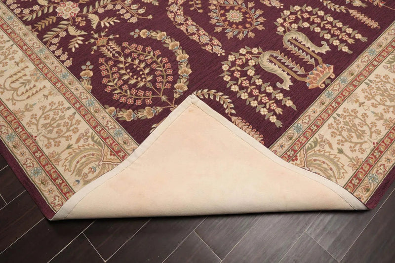 9x12 Aubergine Hand Hooked French Aubusson 100% Wool Traditional Oriental Area rug