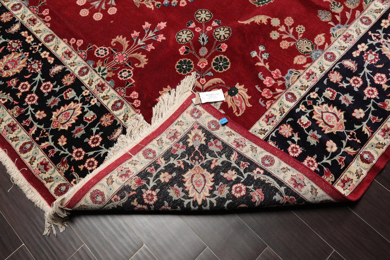 9'2" x 12'5" Hand Knotted 100% Wool Sarouk 300 KPSI Oriental Area Rug Burgundy