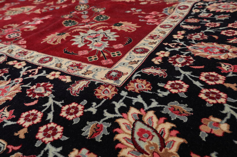 9'2" x 12'5" Hand Knotted 100% Wool Sarouk 300 KPSI Oriental Area Rug Burgundy