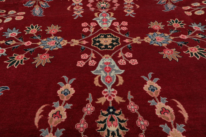 9'2" x 12'5" Hand Knotted 100% Wool Sarouk 300 KPSI Oriental Area Rug Burgundy