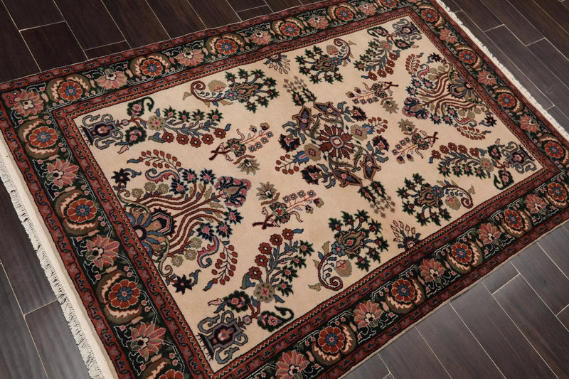 4' x 6' Hand Knotted 100% Wool Saroukk Traditional Oriental Area Rug Beige