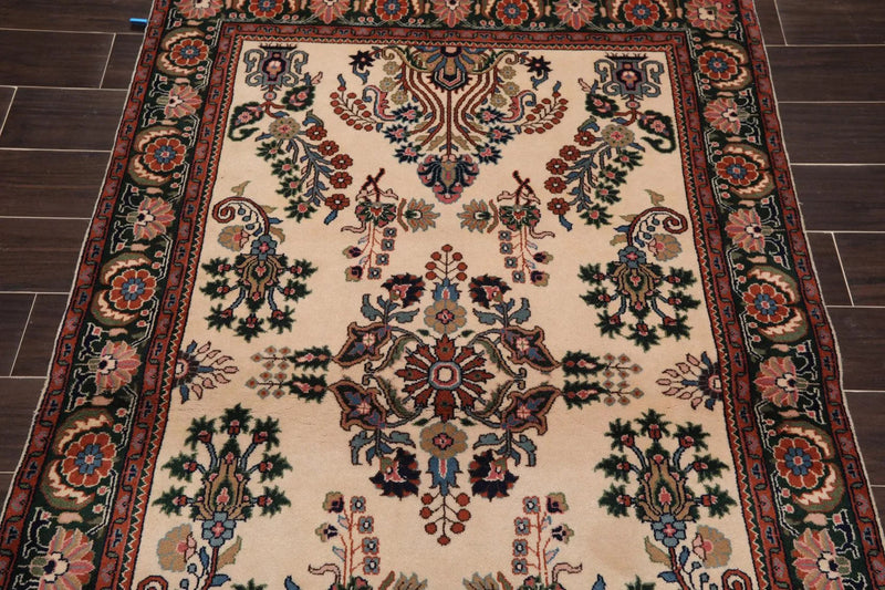 4' x 6' Hand Knotted 100% Wool Saroukk Traditional Oriental Area Rug Beige
