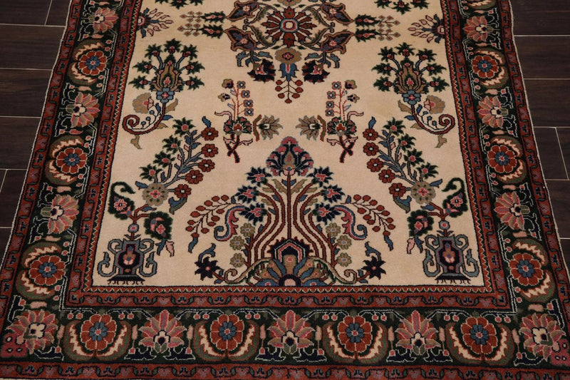 4' x 6' Hand Knotted 100% Wool Saroukk Traditional Oriental Area Rug Beige