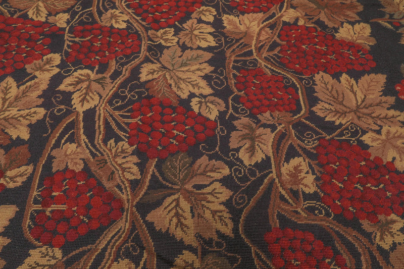 8' 7''x10' French Aubusson Needlepoint Area Rug Hand Woven 100% Wool Traditional Chocolate