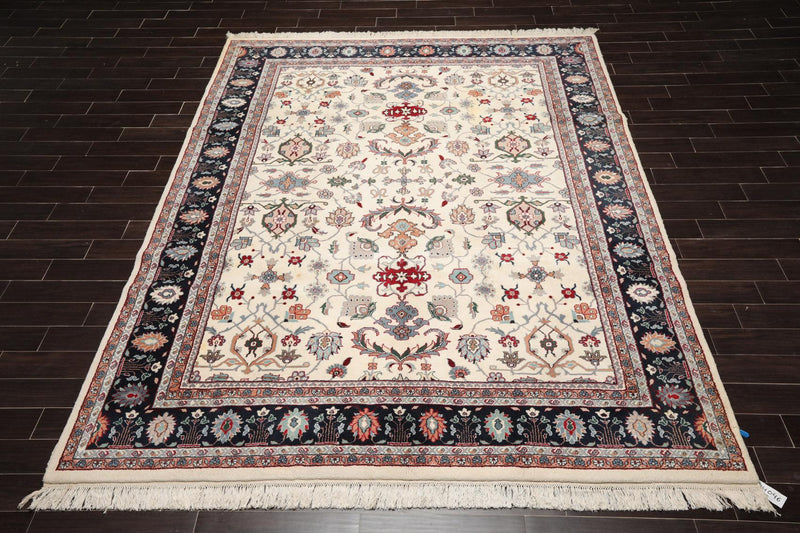 8'11" x 11'8" Hand Knotted 100% Wool Traditional Oriental Area Rug Ivory