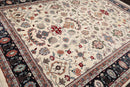 8'11" x 11'8" Hand Knotted 100% Wool Traditional Oriental Area Rug Ivory