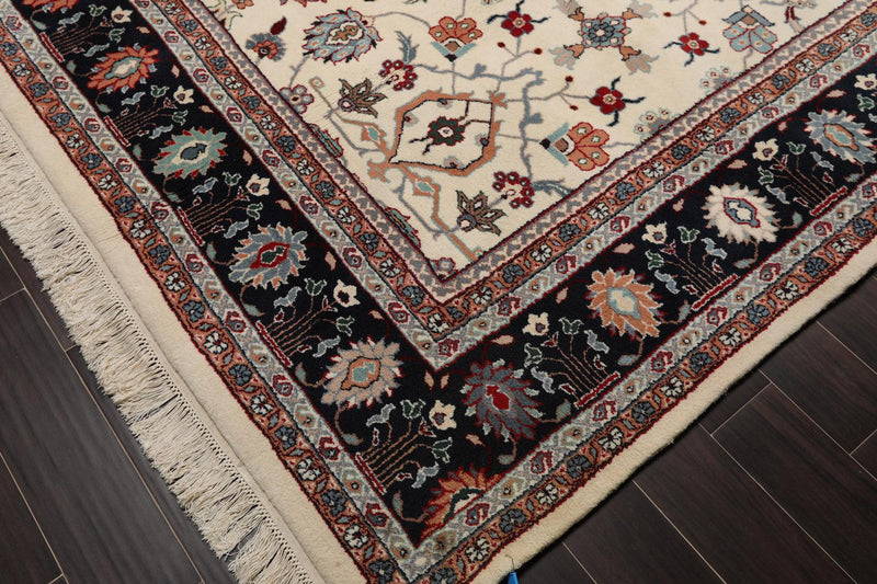 8'11" x 11'8" Hand Knotted 100% Wool Traditional Oriental Area Rug Ivory