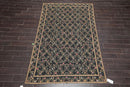 6x9 Black Hand Woven Wool French Aubusson Needlepoint Flat pile Oriental Area Rug