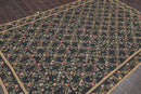 6x9 Black Hand Woven Wool French Aubusson Needlepoint Flat pile Oriental Area Rug