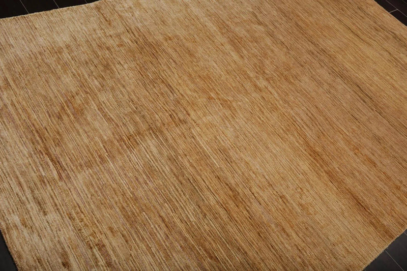 6’ x 9’ Hand Knotted 100% Bamboo Silk Modern Tibetan Designer Area Rug Gold