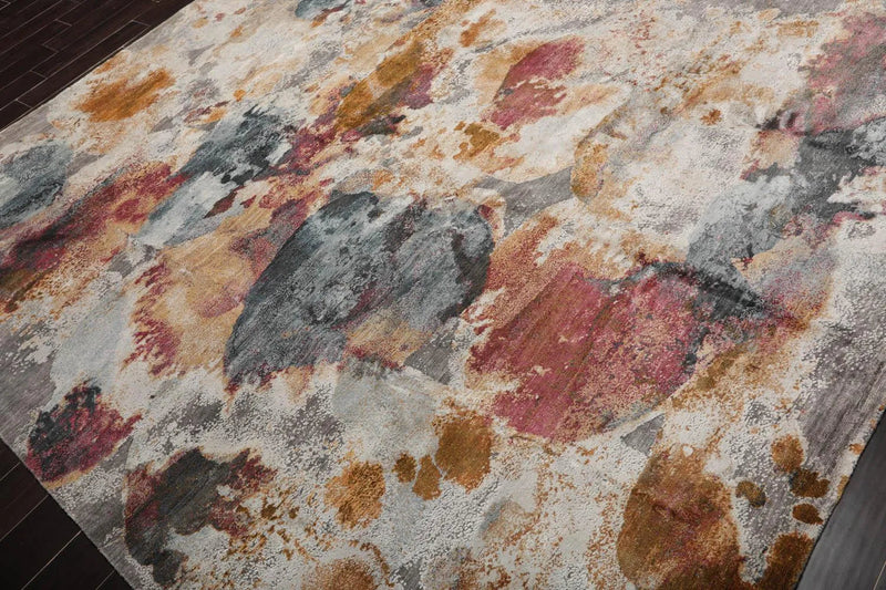 8’ x 10’ Hand Knotted Wool & Bamboo Silk Tibetan Sherpa Designer Area Rug Beige