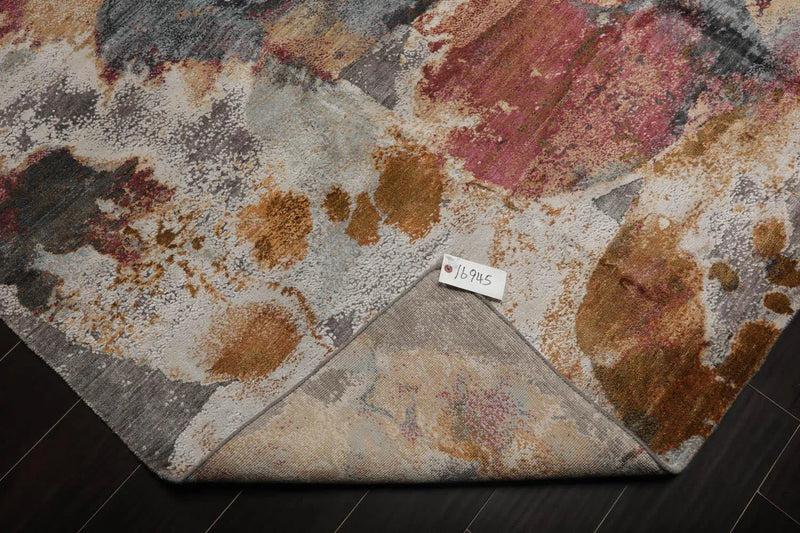 8’ x 10’ Hand Knotted Wool & Bamboo Silk Tibetan Sherpa Designer Area Rug Beige