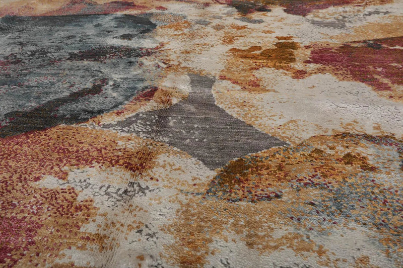 8’ x 10’ Hand Knotted Wool & Bamboo Silk Tibetan Sherpa Designer Area Rug Beige