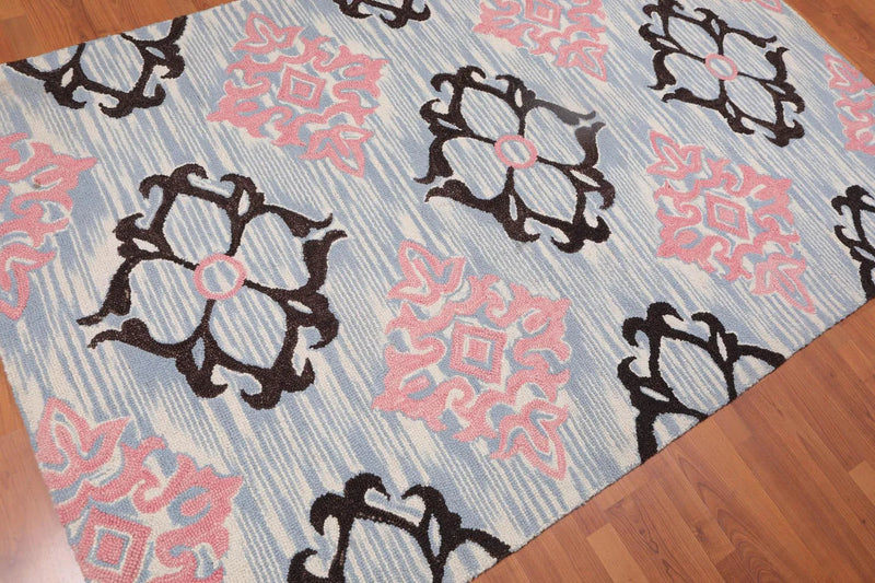 5' x 8' Handmade Loop Pile 100% Wool Traditional Oriental Area rug Ivory