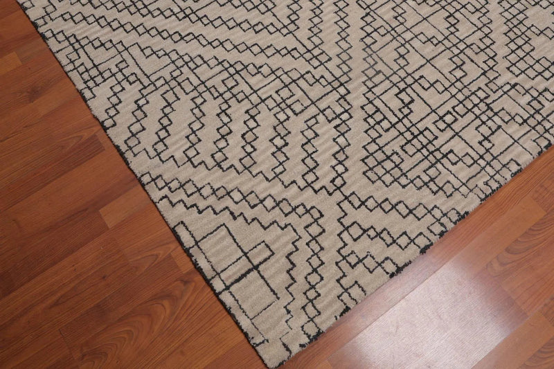 5 x 8 Handmade Graphic Geometric Pattern Traditional Oriental Area rug Beige