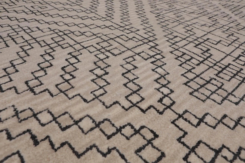 5 x 8 Handmade Graphic Geometric Pattern Traditional Oriental Area rug Beige