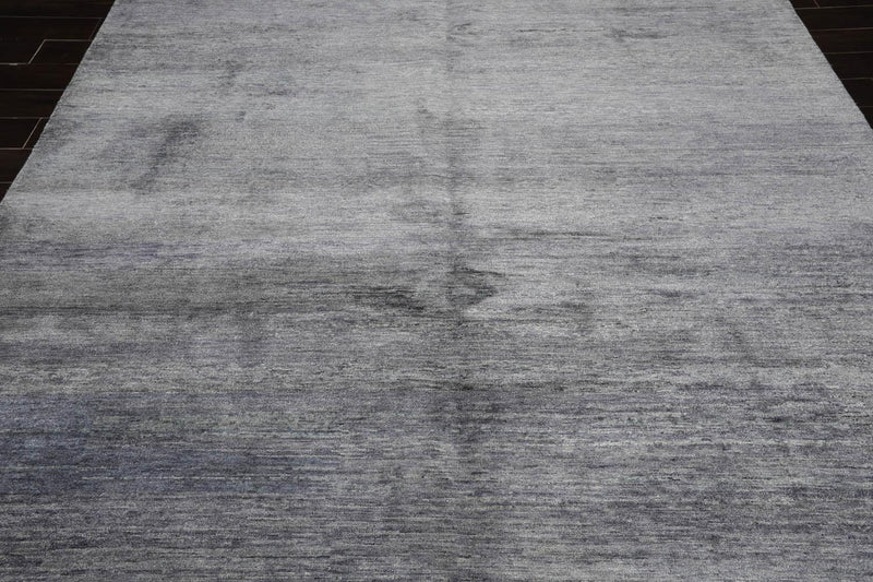 7’11"x10’9" Hand Knotted 100% Bamboo Silk Modern Tibetan Oriental Area Rug Gray