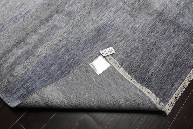 7’11"x10’9" Hand Knotted 100% Bamboo Silk Modern Tibetan Oriental Area Rug Gray
