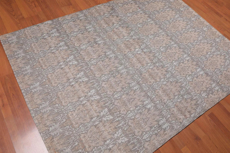 5x7 Gray, Tan Handmade Damask Polypropylene Modern Flatweave Oriental Area Rug