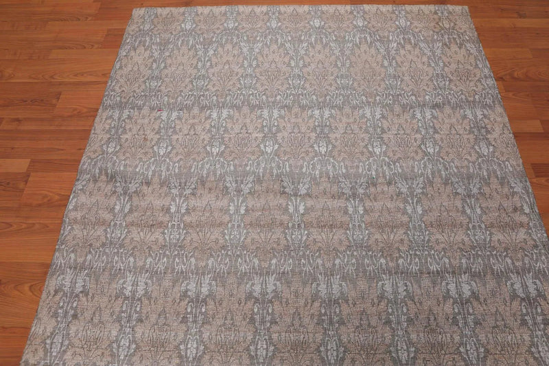 5x7 Gray, Tan Handmade Damask Polypropylene Modern Flatweave Oriental Area Rug