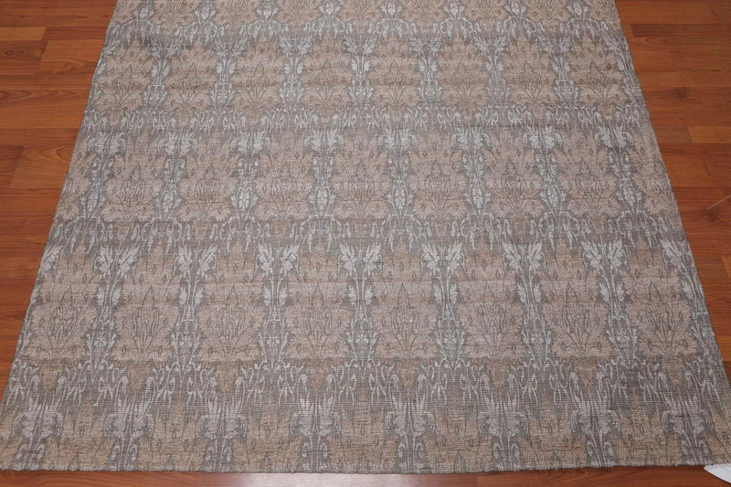 5x7 Gray, Tan Handmade Damask Polypropylene Modern Flatweave Oriental Area Rug